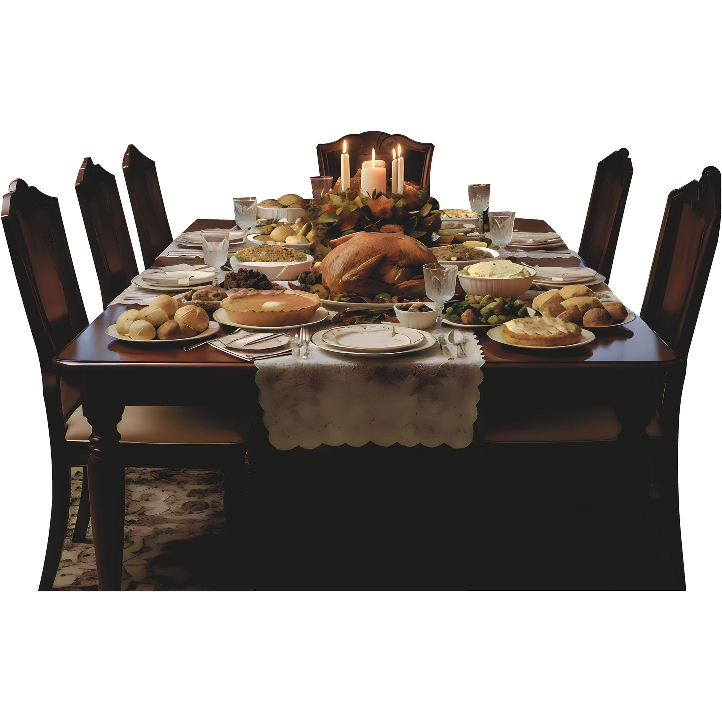 Thanksgiving Holiday Table Food Spread Plates Platter Cardboard Cutout