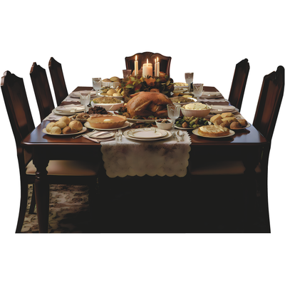 Thanksgiving Holiday Table Food Spread Plates Platter Cardboard Cutout