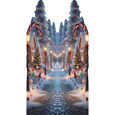 Christmas Candy Cane Lane North Pole Backdrop Prop Cardboard Cutout