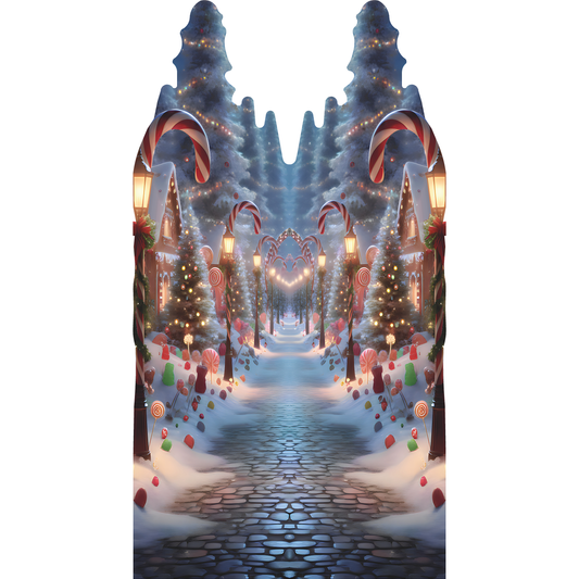 Christmas Candy Cane Lane North Pole Backdrop Prop Cardboard Cutout