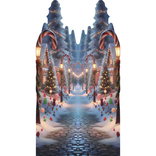 Christmas Candy Cane Lane North Pole Backdrop Prop Cardboard Cutout