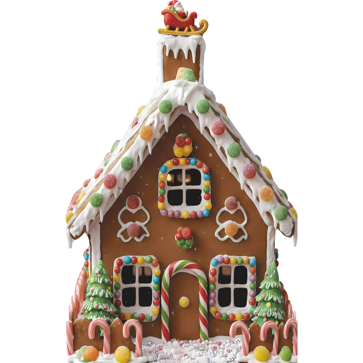 Christmas Gingerbread House Candy Cane Frosting Icing Santa Cardboard Cutout