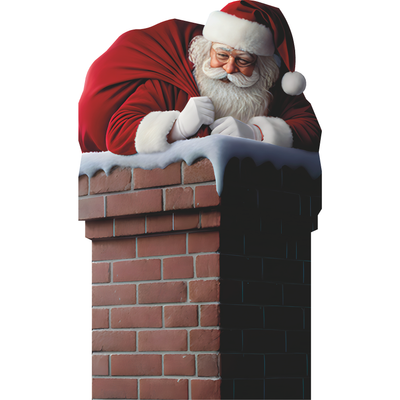 Santa in Chimney House Roof Christmas Prop Cardboard Cutout