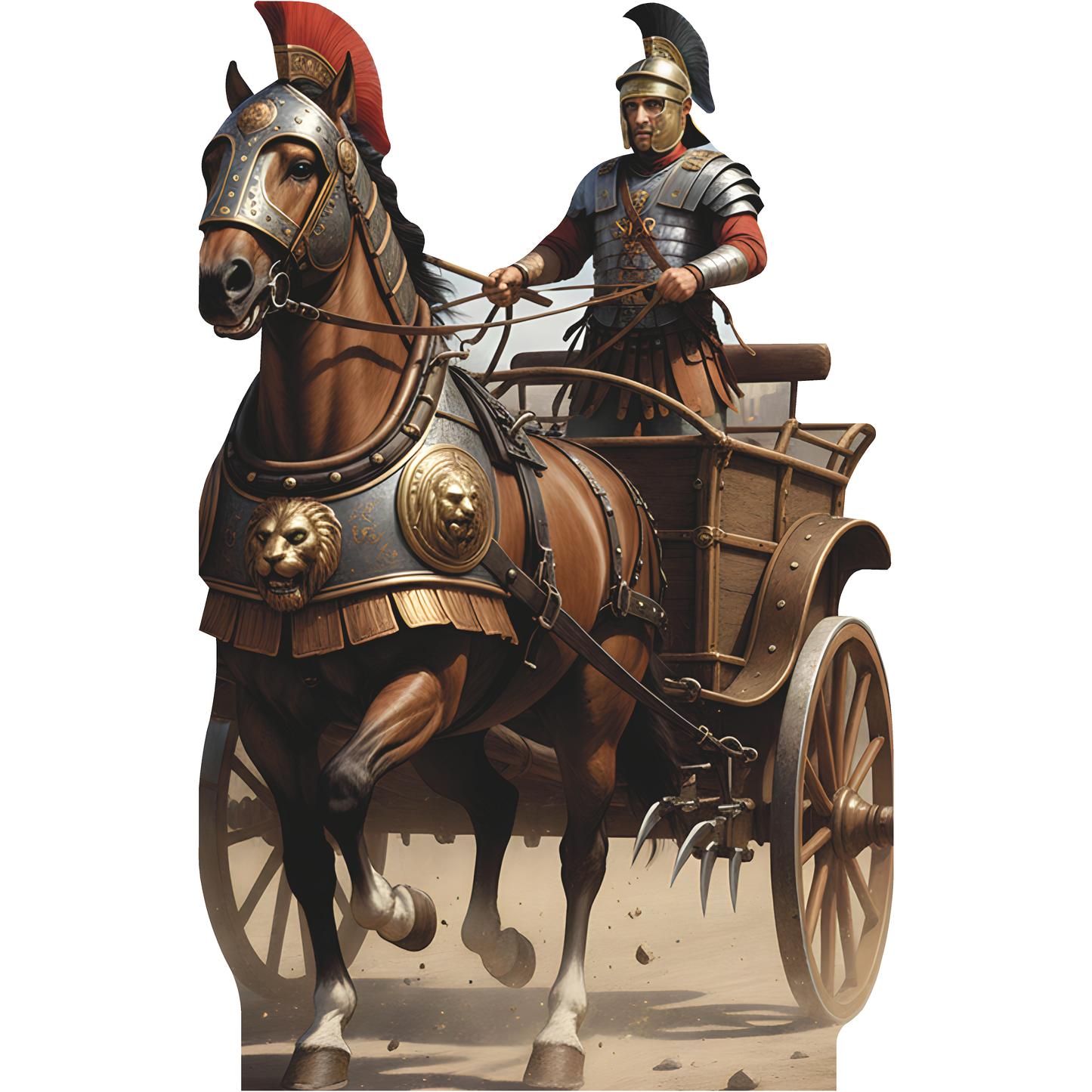 Roman Soldier Armored Horse Drawn Chariot Wagon Cardboard Cutout