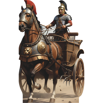 Roman Soldier Armored Horse Drawn Chariot Wagon Cardboard Cutout