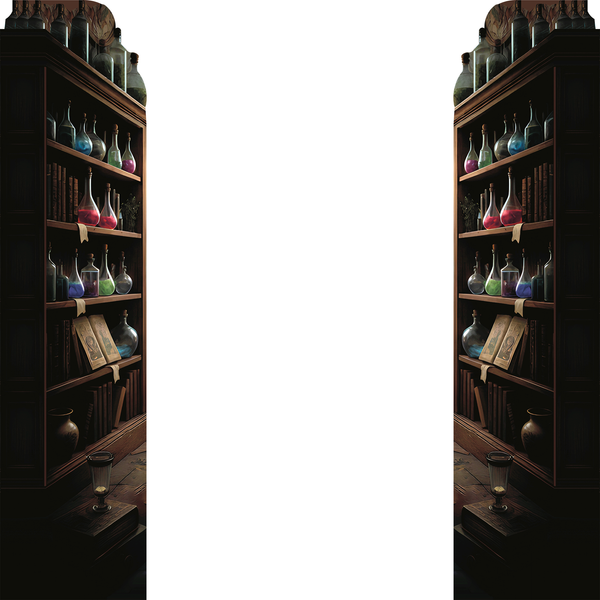 Medieval Fantasy Wizard Shelf 2pack Magic Potions Poisons Alchemy Prop Cardboard Cutout