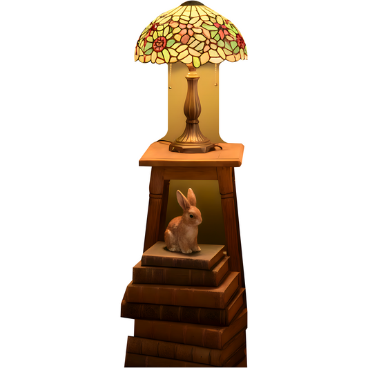 Cottagecore Lamp Nightstand Books Prop Decoration Cardboard Cutout