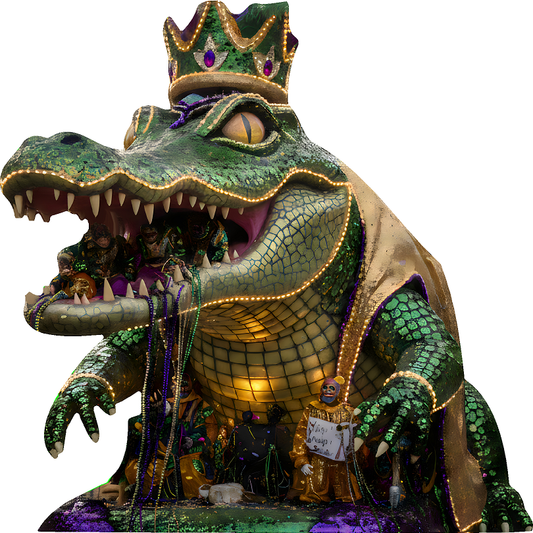 New Orleans Gator Alligator Mardi Gras Parade King Cardboard Cutout
