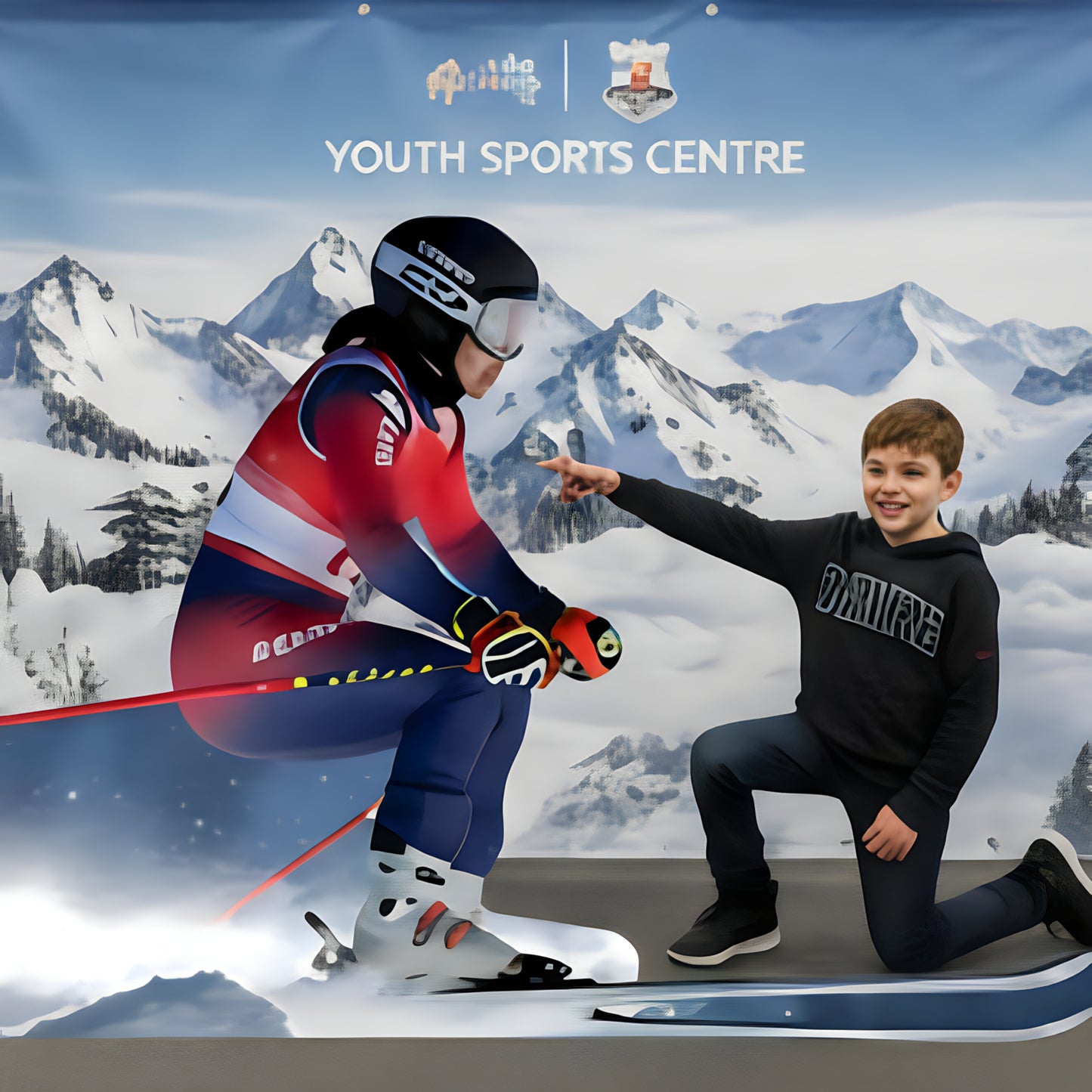 Alpine Skiing In Action Winter Sports Ice Snow Race Cardboard Cutout