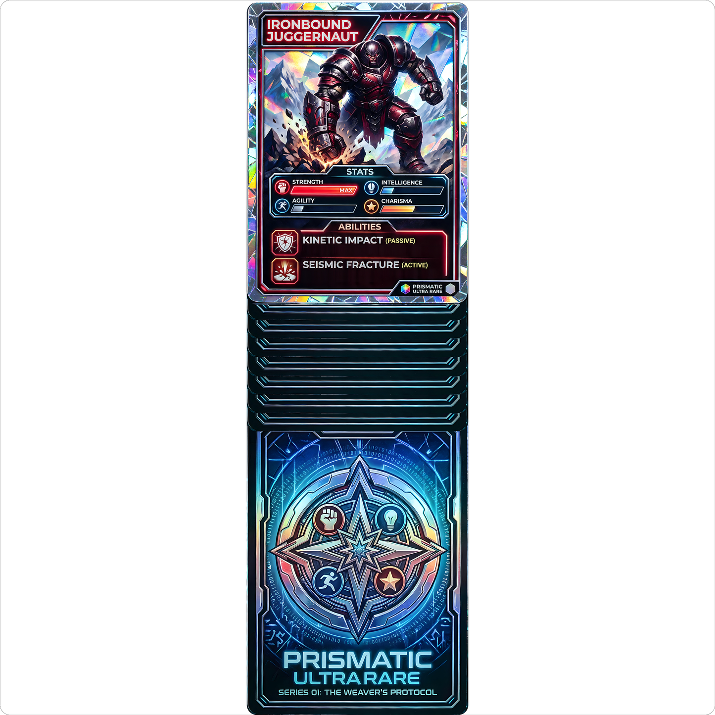 Strength Maxed RPG Trading Card Stats Collectible Holographic Cardboard Cutout