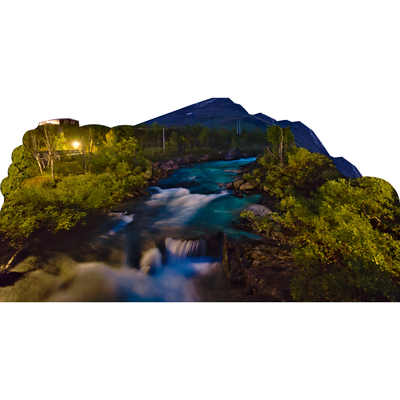 Outdoor Aurora Mountain Woods Forest Landscape Backdrop Cardboard Cutout