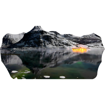 Aurora Winter Mountain Lake View Landscape Backdrop Cardboard Cutout