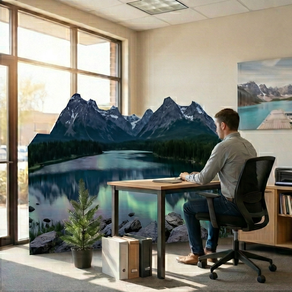 Aurora Lake Woods Reflection Landscape Backdrop Cardboard Cutout