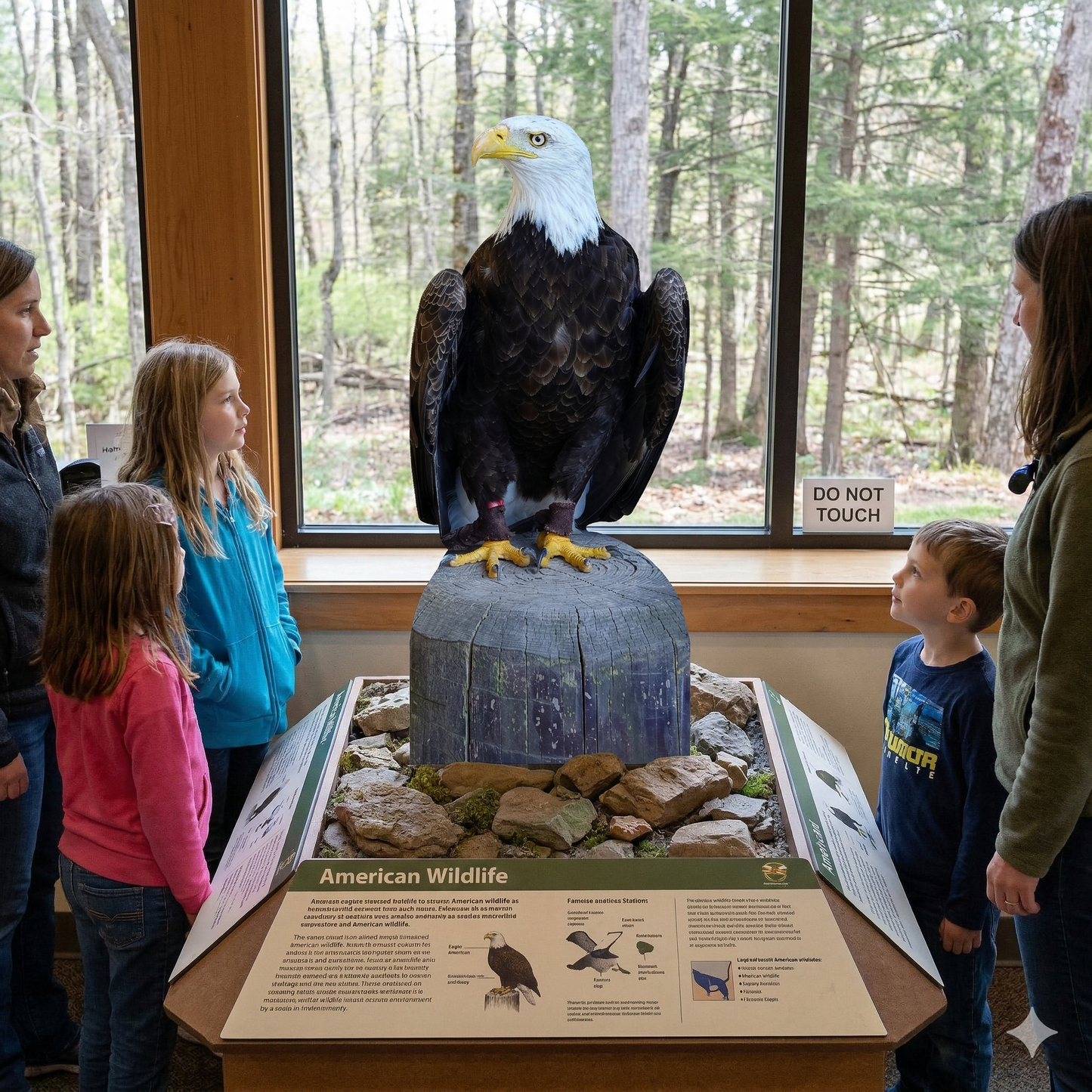 Bald Eagle Life Size Perched Tree Stump Cardboard Cutout
