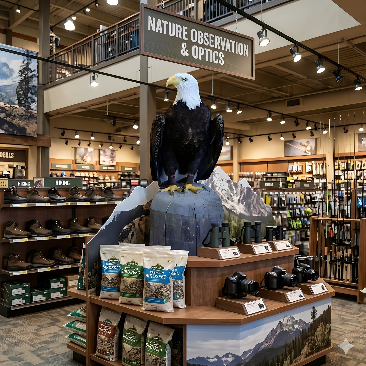 Bald Eagle Life Size Perched Tree Stump Cardboard Cutout
