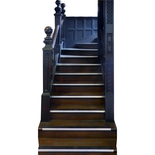 Tudor House Rustic Elegant Dark Wood Staircase Prop Cardboard Cutout