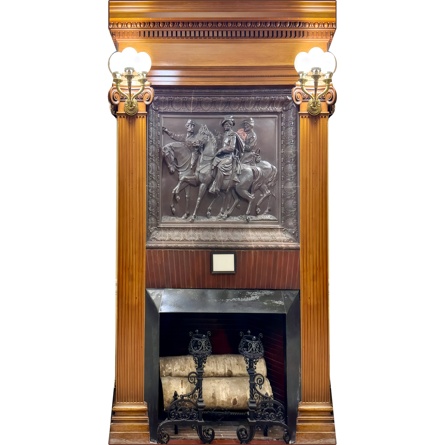 1800s Brick Fireplace Civil War Cavalry Sculpture Cardboard Cutout