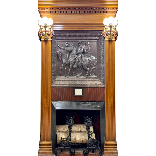 1800s Brick Fireplace Civil War Cavalry Sculpture Cardboard Cutout