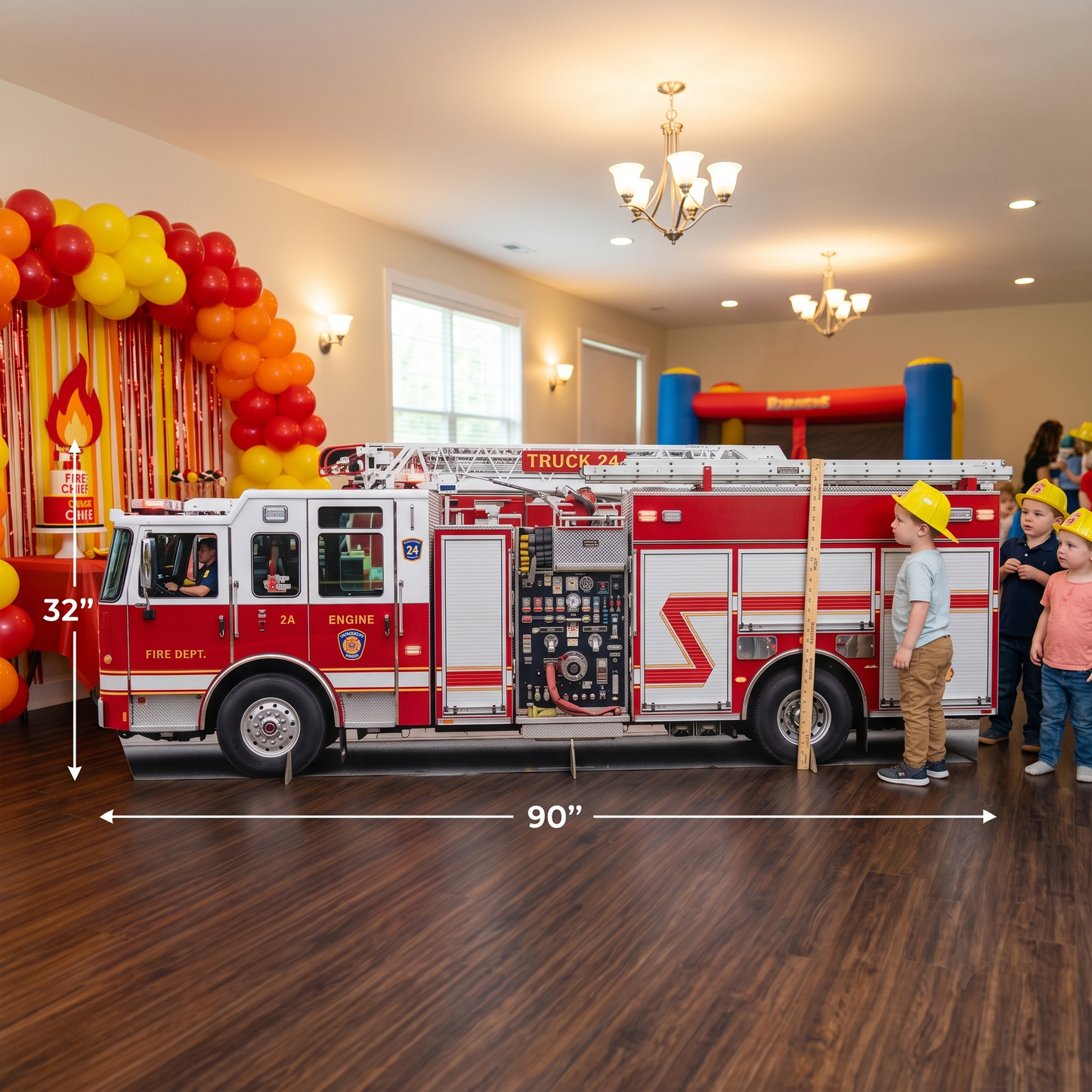 Big Red Fire Fighter Fire Engine Truck Cardboard Cutout