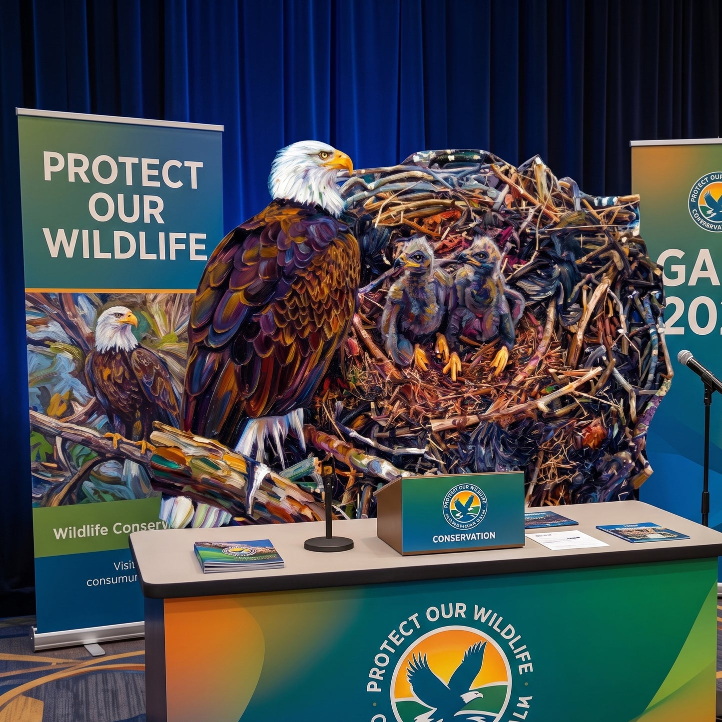 Jackie Bald Eagle and Eaglets Nest Cardboard Cutout