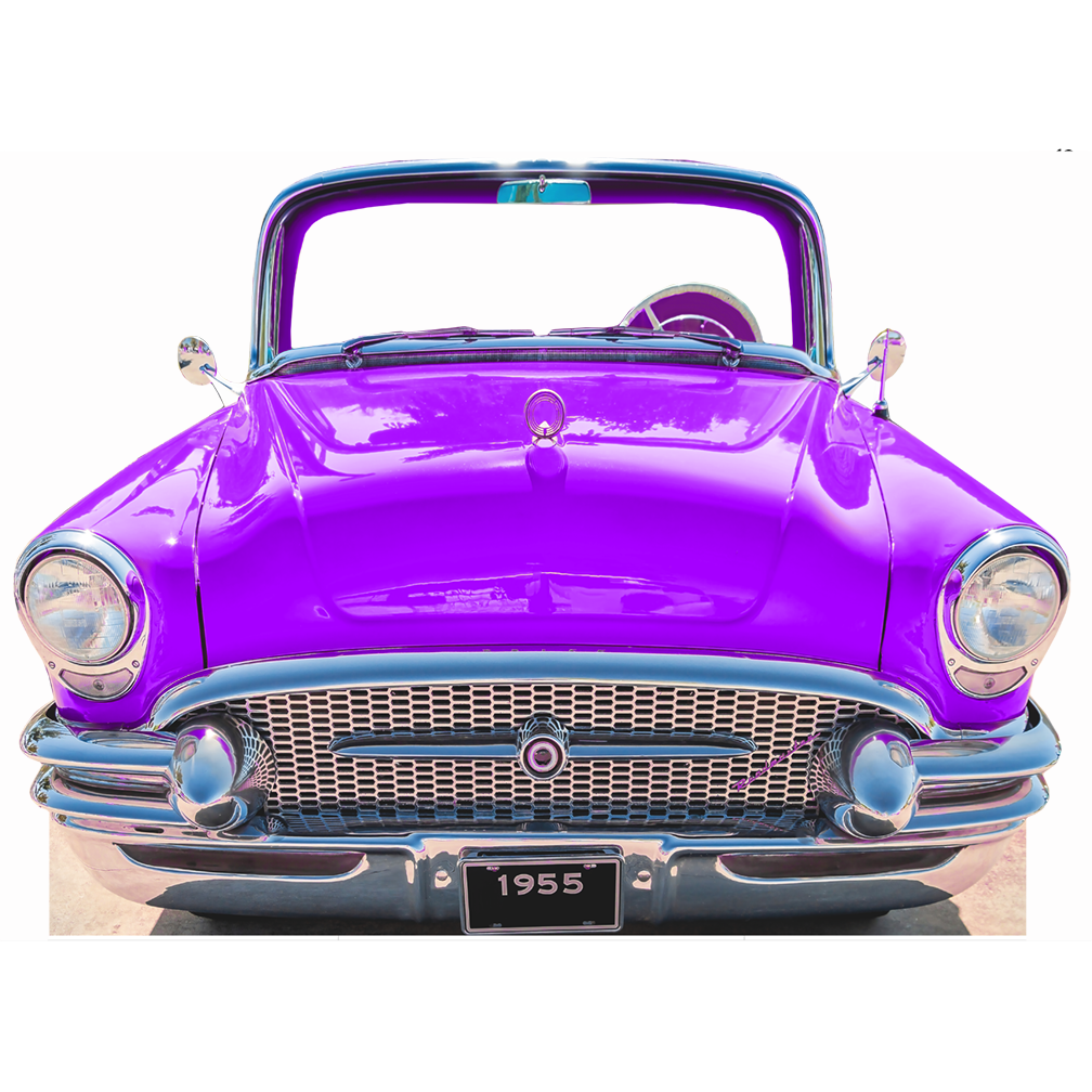 Classic Purple Car Stand in Cardboard Cutout