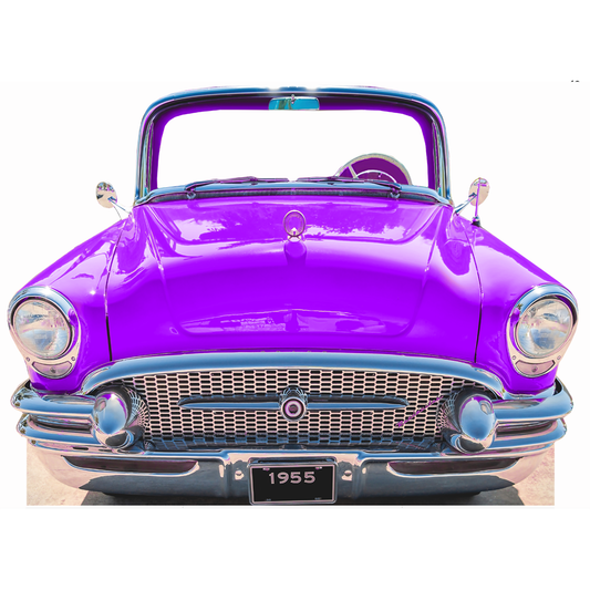 Classic Purple Car Stand in Cardboard Cutout