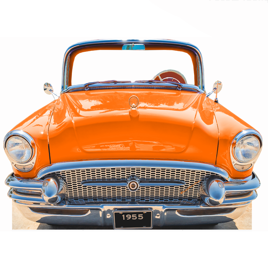 Classic Orange Car Stand in Cardboard Cutout