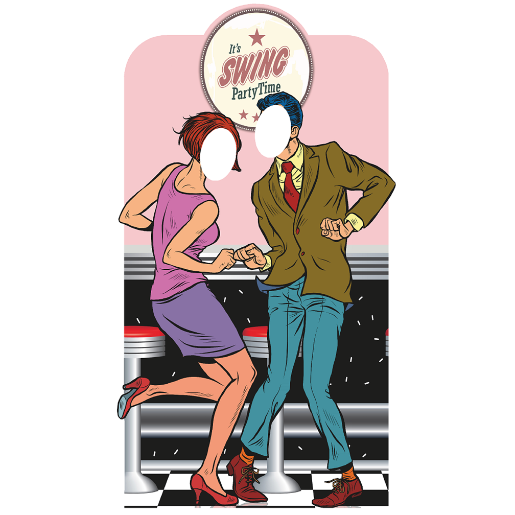 1950s Jive Swing Dancing Diner Couple Stand in Cardboard Cutout