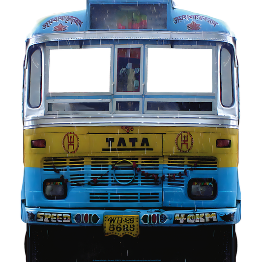 Colorful Indian Bus Cardboard Cutout Stand in