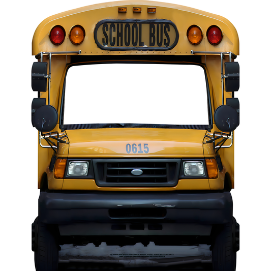 School Bus Front Cardboard Cutout Stand In