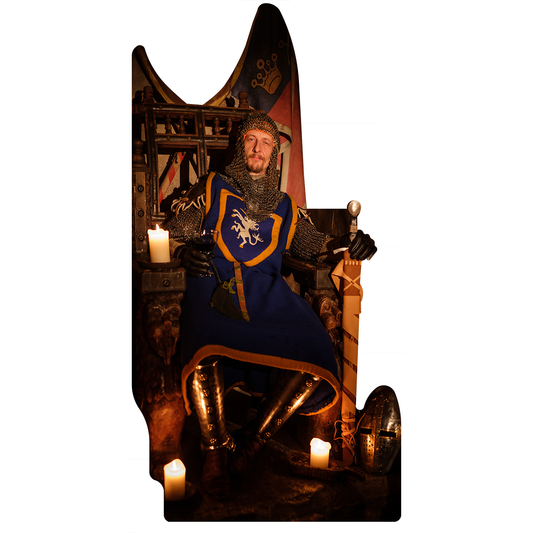 Medieval King On Throne Stand In Cutout