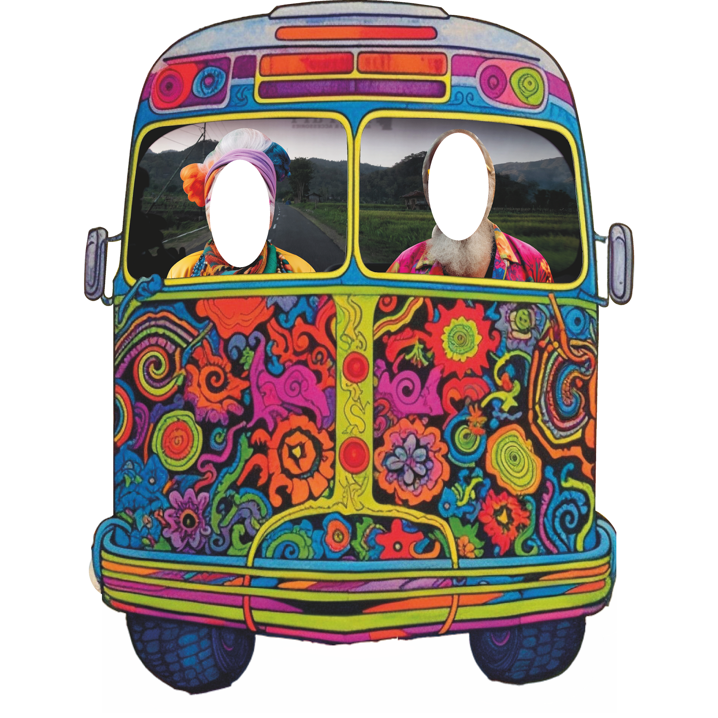 Hippie Van Stand in Cardboard Cutout
