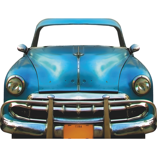 Havana City Vintage American Blue Car Stand In Cardboard Cutout