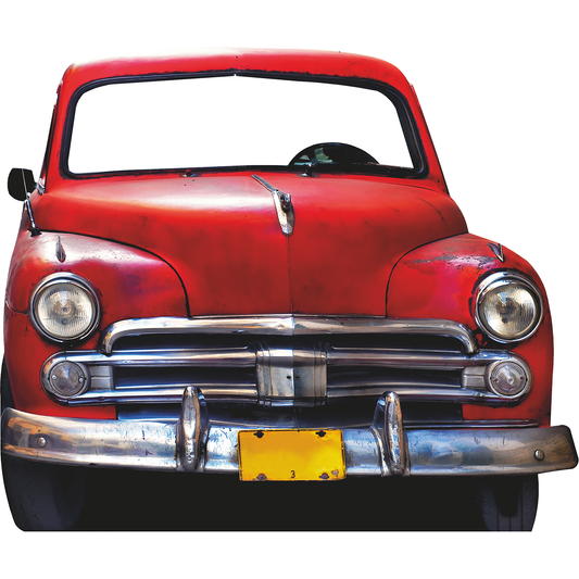 Old Havana Vintage Classic American Red Car Stand In Cardboard Cutout