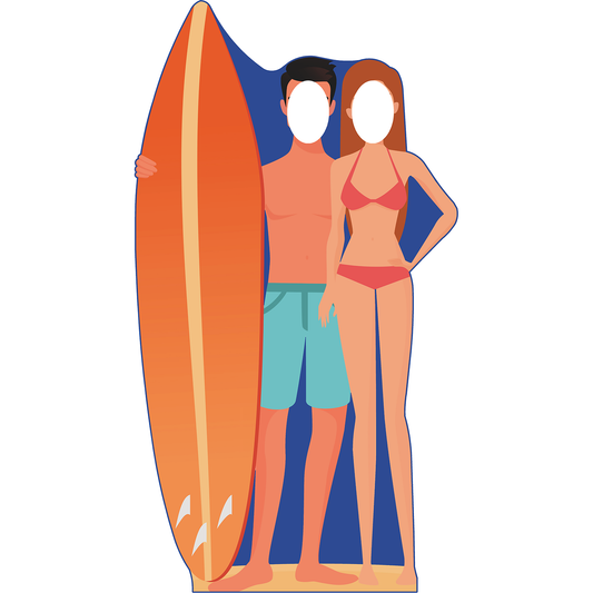 Hawaiian Hawaii Surf Beach Couple Stand In Cardboard Cutout