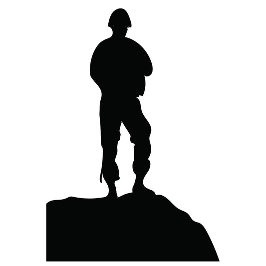 Soldier on Rock Silhouette Cardboard Cutout