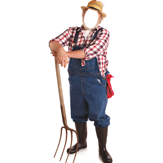 Old Timer Hillbilly Redneck Farmer Hay Fork Stand In Cardboard Cutout