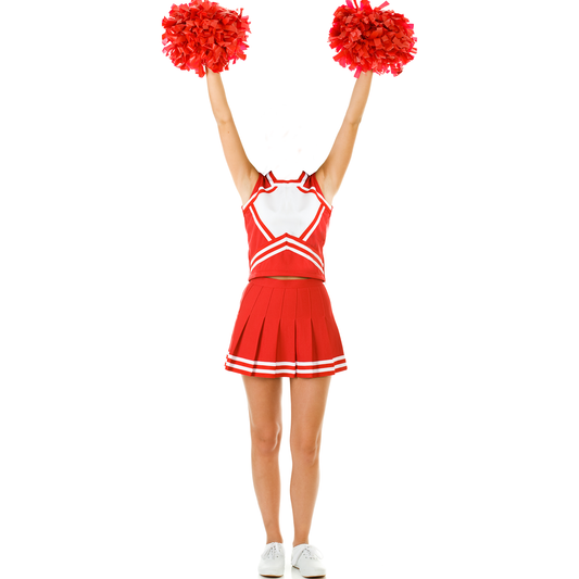Red Pom Pom Cheerleader Stand In Cardboard Cutout