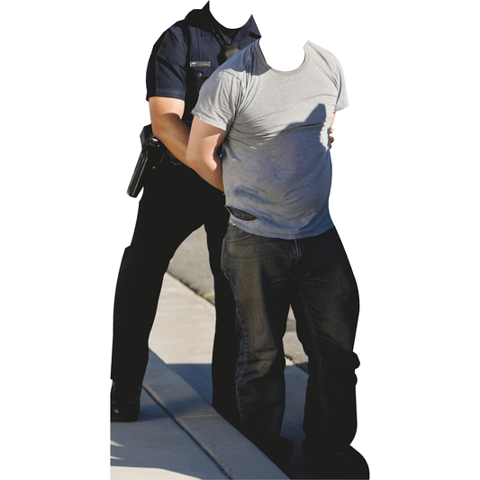 Police Officer Cop Arresting Man Person Criminal Robber Stand In Cardboard Cutout