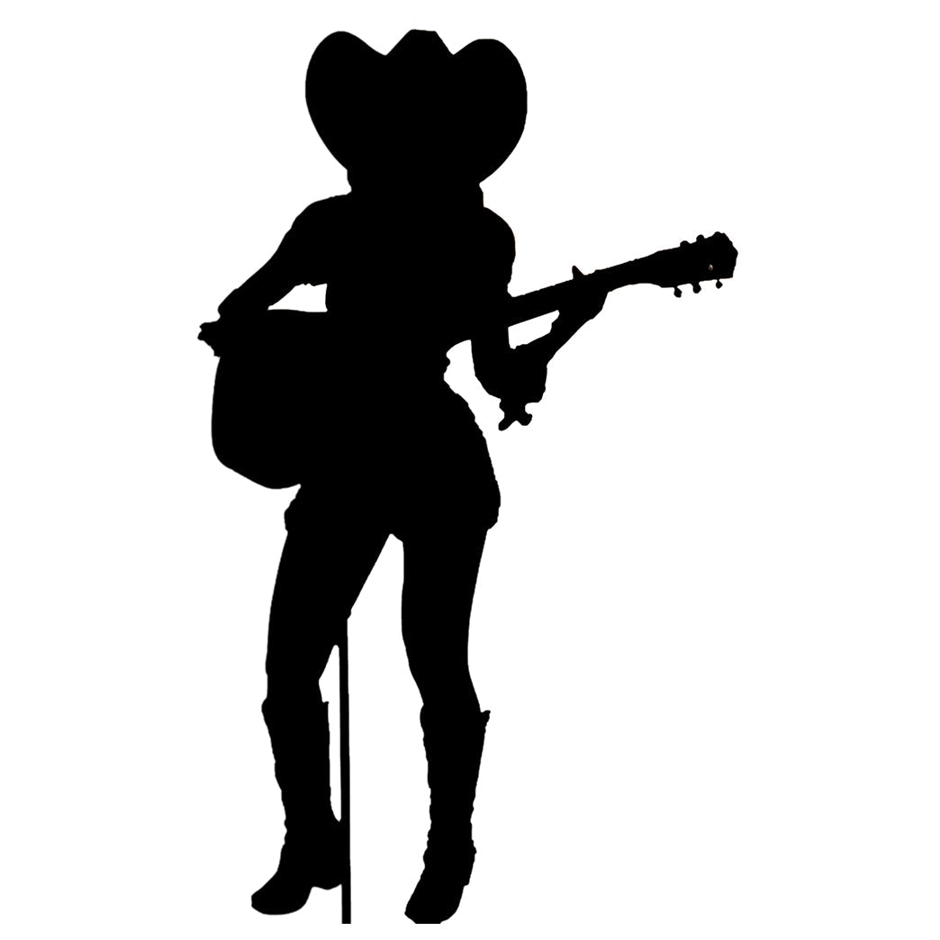 Female Cowgirl Country Western Guitar Player Silhouette Cardboard Cutout