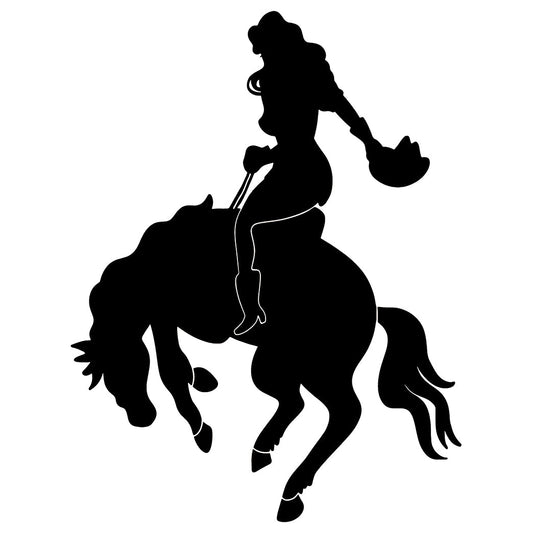 Rodeo Cowgirl Woman on Bucking Horse Silhouette Cardboard Cutout