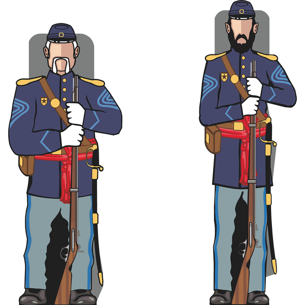 2Pack Cartoon Union Civil War Soldier Rifle Stand In Cardboard Cutout