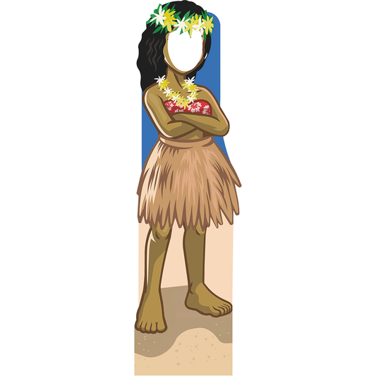 Hawaiian Hula Dancer Girl Stand In Cardboard Cutout