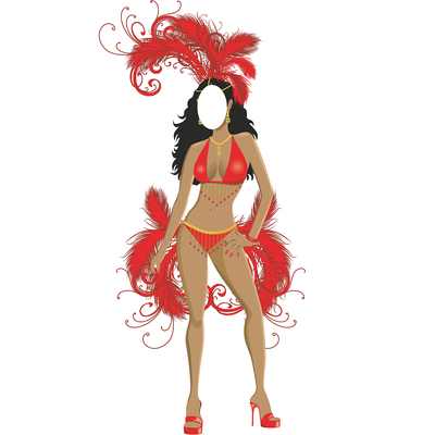 Vegas Show Girl Female Stand In Cardboard Cutout