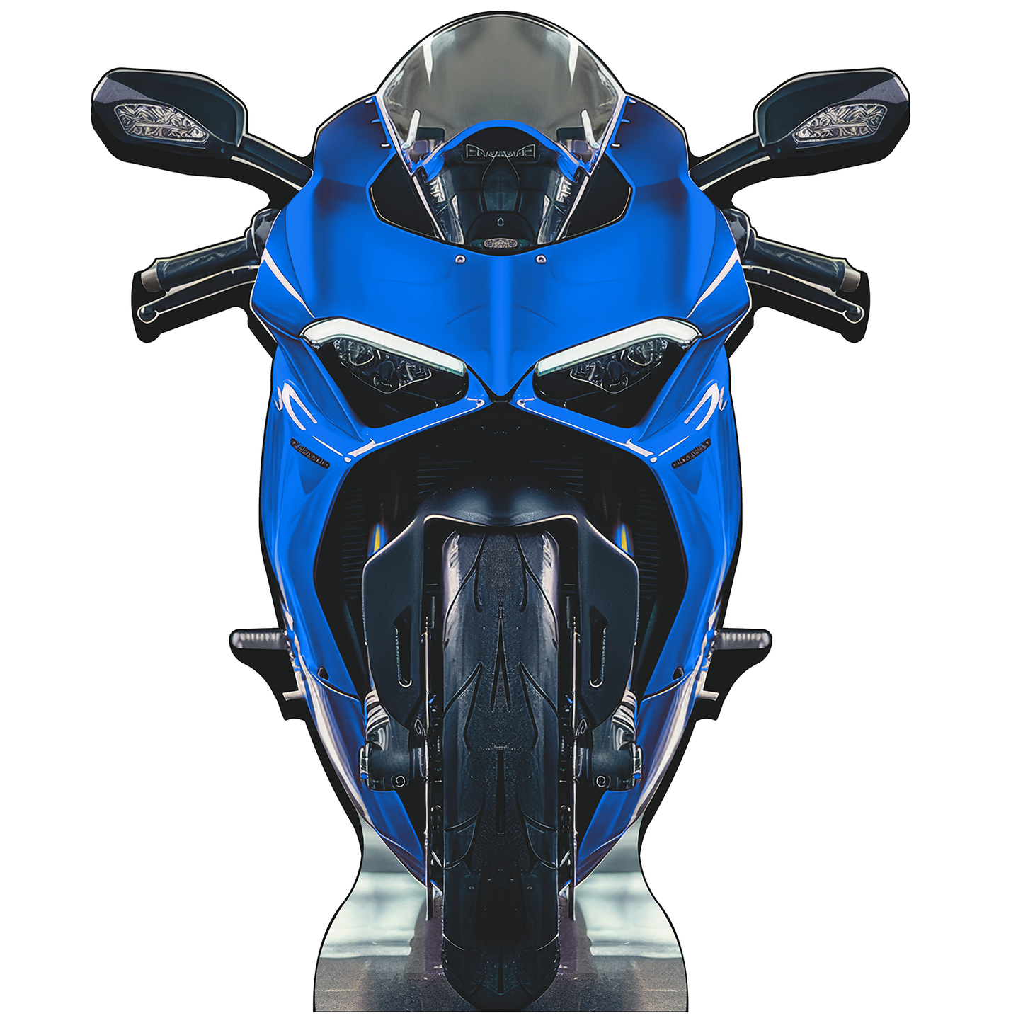 Blue Sports Bike Motorcycle Bike Biker Road Asphalt Rash Stand In Cardboard Cutout