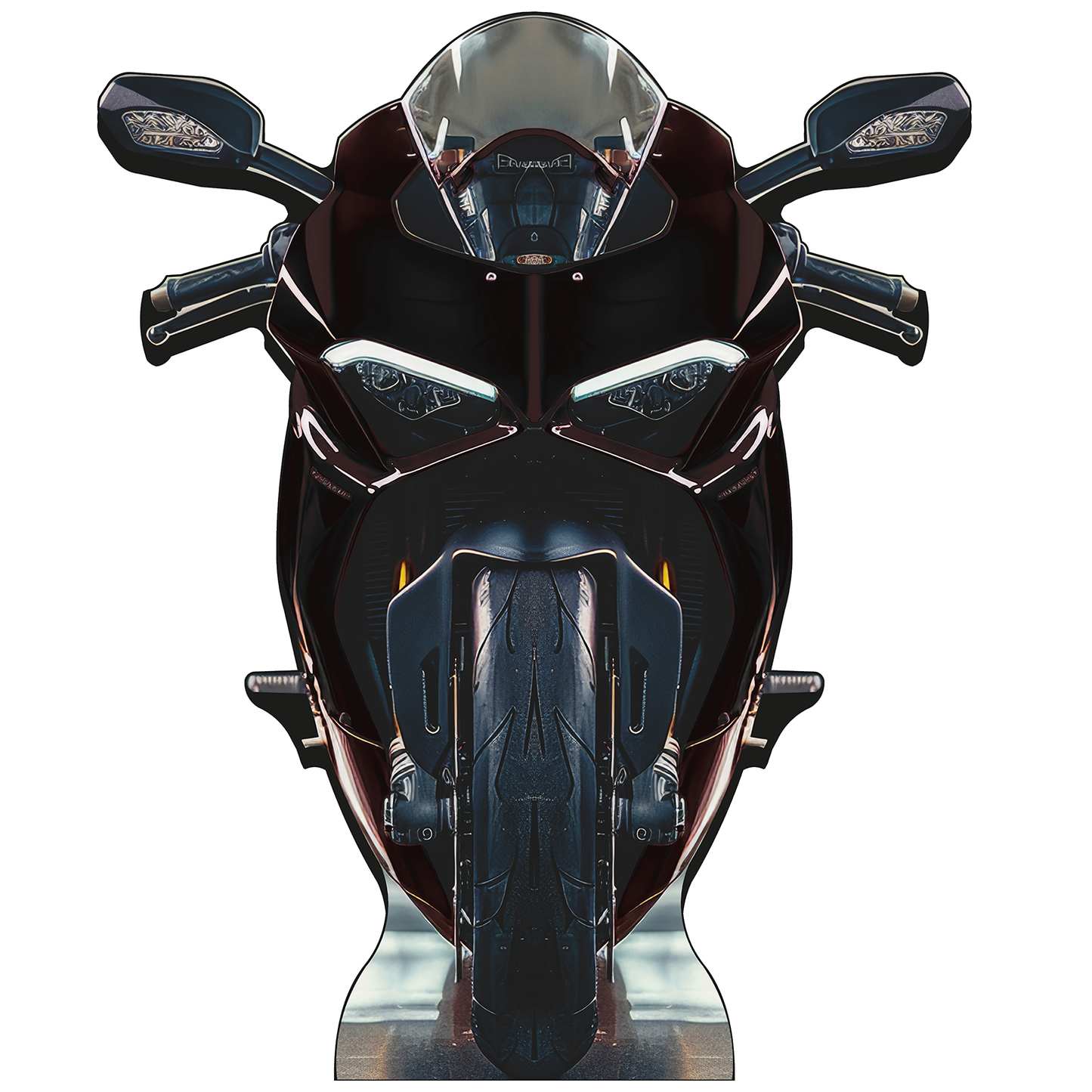 Black Sports Bike Motorcycle Bike Biker Road Asphalt Rash Stand In Cardboard Cutout