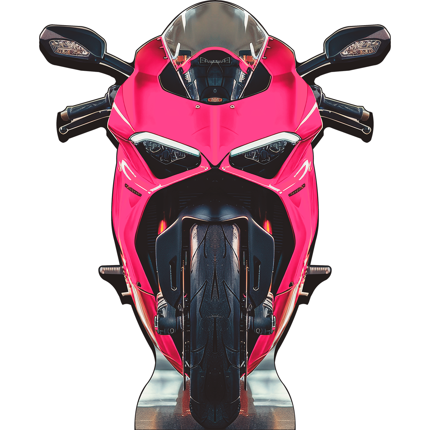 Pink Sports Bike Motorcycle Bike Biker Road Asphalt Rash Stand In Cardboard Cutout