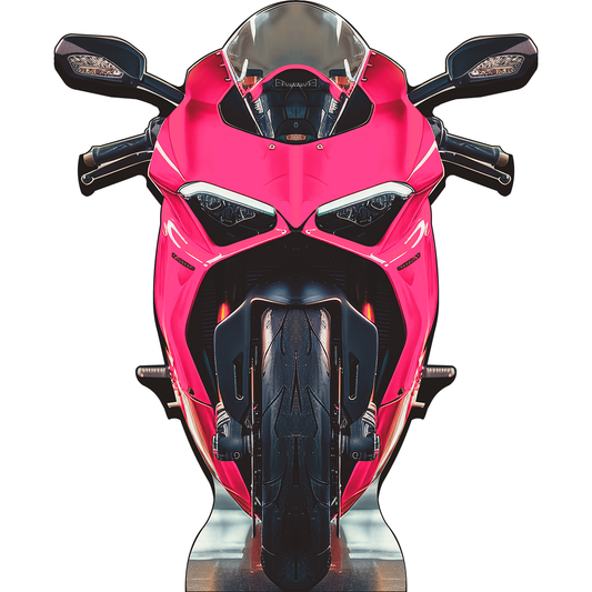 Pink Sports Bike Motorcycle Bike Biker Road Asphalt Rash Stand In Cardboard Cutout