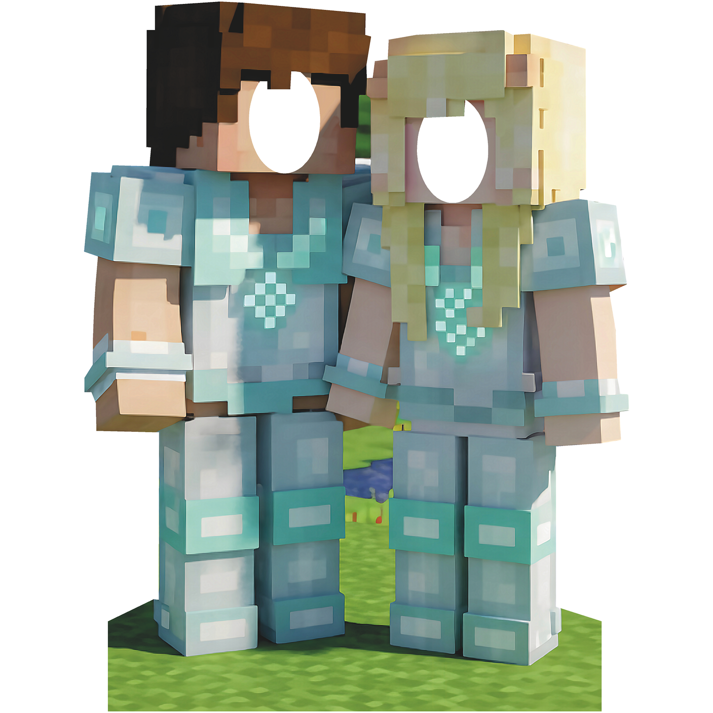 Gold Mine Crafting Pixel Couple Video Game Stand In Cardboard Cutout