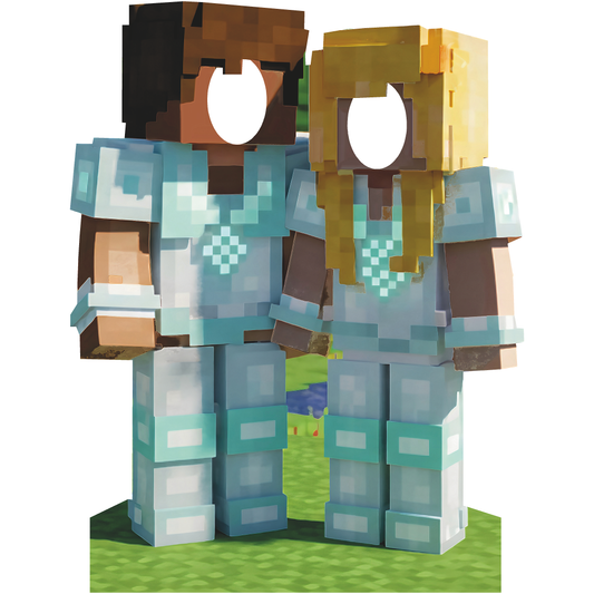 Gold Mine Crafting Pixel Couple 2 Video Game Stand In Cardboard Cutout